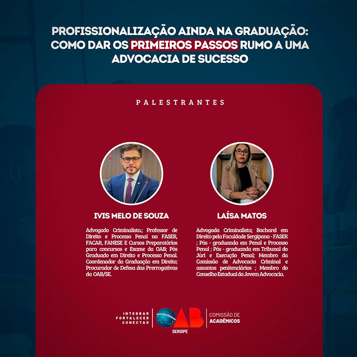 Comissão de Acadêmicos da OAB/SE realizará evento na Faculdade FASER/FACAR